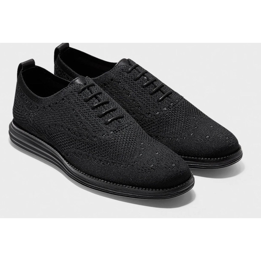 Cole Haan Zerogrand Men's 13 M Stitchlite Wingtip Oxford Black Knit Lace Up $155